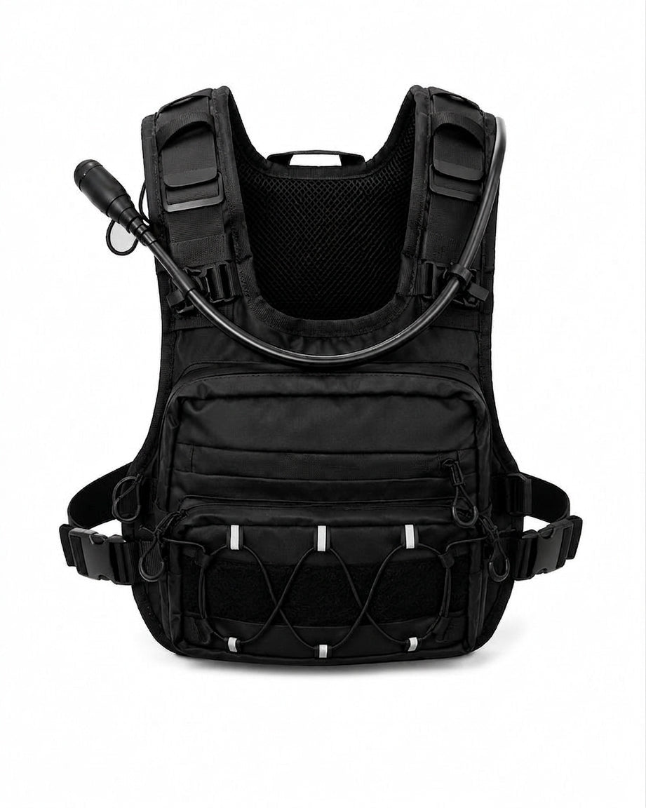Black hydration running vest - front view