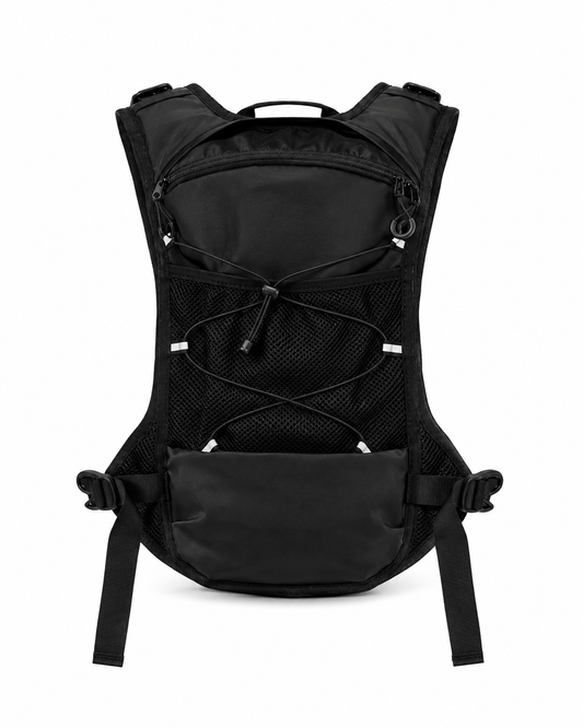 Black hydration running vest - back view