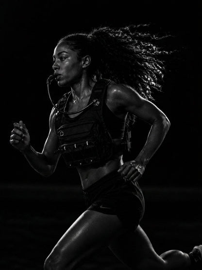 Athlete running with hydration vest