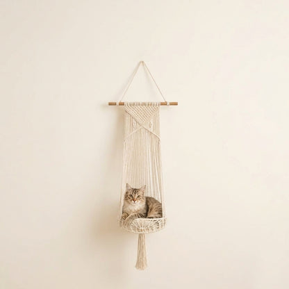 Handwoven Macrame Hanging Cat Bed - Image 3